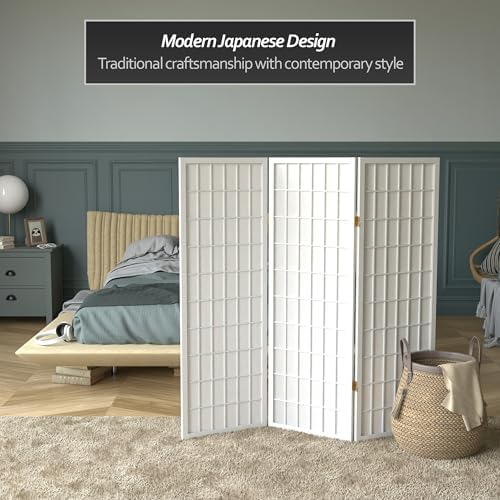 4 ft. Short Window Pane Shoji Screen - White - 3 Panels