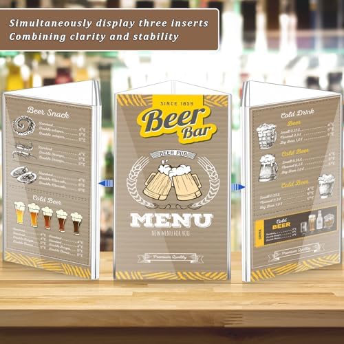 4 Pack 3 Side Table Tent Sign Holder Acrylic, 5 x 7 Inch