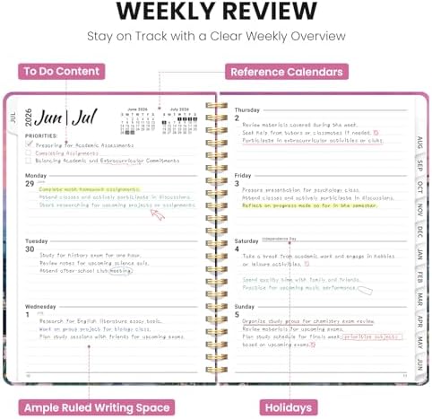 Planner 2026-2027, A5 (6.3" x 8.5") Hardcover Weekly & Monthly Planner July 2026 - June 2027 with Monthly Tabs, Academic Planner for School, Work and Office, Lavender Horizon