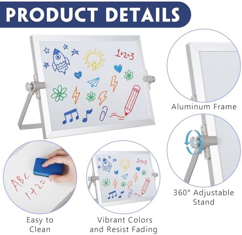 AmazingSpark 4 Pcs Small Dry Erase White Board with Stand 12 x 8'', White
