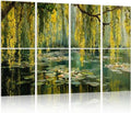 8 Pack Monet Green Serene Vintage Scenery Art Acoustic Panels Sound Absorbing Decorative Soundproof Wall Panels Self Adhesive for Recording Studios Office 48"x32"