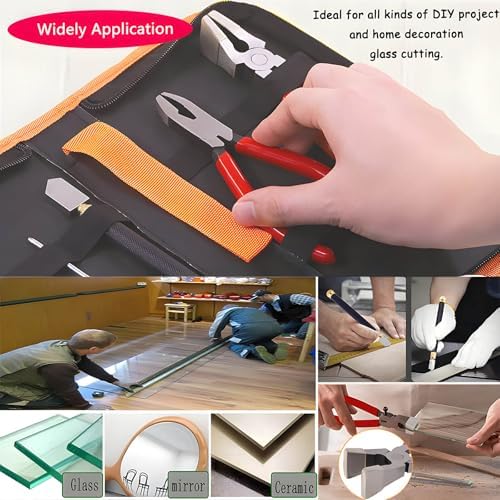 Glass Running and Breaker Pliers Set, 2-Piece, Rubber Tips, Premium Glass Running Breaking Pliers and Class Cutter Kit, Heavy Duty Glass Cutting Tool for Stained Glass, Mosaics, Fusing, Breaking