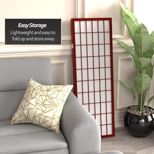 4 ft. Short Window Pane Shoji Screen - Rosewood - 3 Panels