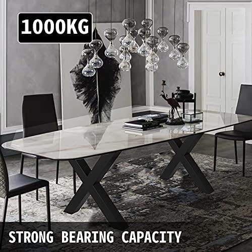 VEVOR Set of 2 Steel Table Legs, 28 Height 31 Wide Dining Table Legs,Heavy Duty 3.1" Square Box Section X Frame Table Legs,28x31x3.1 Inch Black Color Industrial Country Style Metal Dining Legs