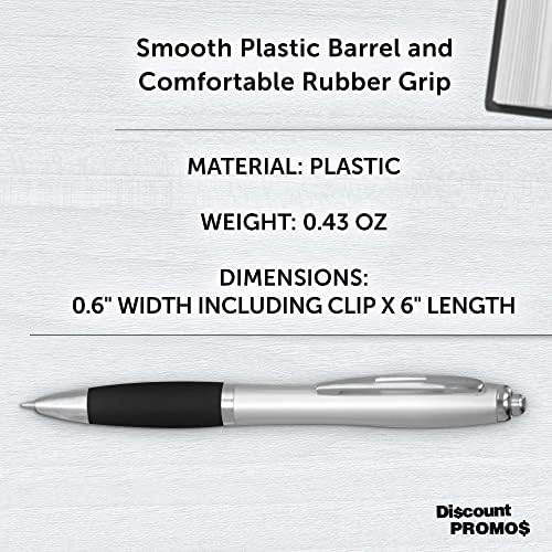 DISCOUNT PROMOS Colored Grip Gel Pens Set of 10, Bulk Pack - Great for Office, School, Business, Tradeshows, Events - Black