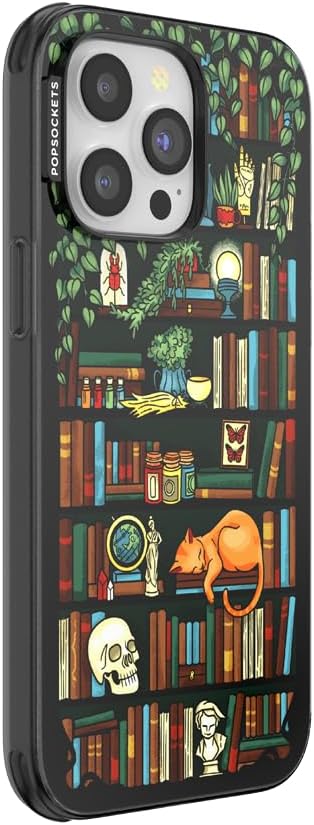 PopSockets iPhone 14 Pro Max Phone Case with MagSafe, Wireless Charging Compatible, Bookish - Storied Shelves