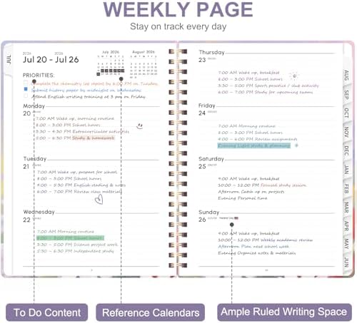 Planner 2026-2027, Weekly and Monthly Academic Planner, July 2026 - June 2027, Hardcover Calendar Agenda Book for School Year Planning, School Supplies for Teacher and Student, A5(6.3'' x 8.5'')