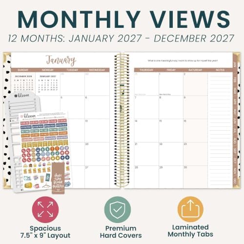 bloom daily planners 2027 Hardcover Goal & Vision Planner (January - December 2027) - Monthly & Weekly Calendar Year Agenda Organizer - 7.5" x 9" - Simply Spotted