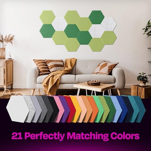 Acoustic Panels 12-Pack - 12"X10.4"X0.4" Soundproof Wall Panels - High Density Sound Dampening - Gin Green Hexagon