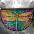 Dragonfly Animal Half Round Door Mat Non Slip Washable Semi Circle Area Rug Absorbent Soft Half Moon Rug Floor Mat for Indoor Outdoor Kitchen Bathroom Patio Front Door Mat Decor
