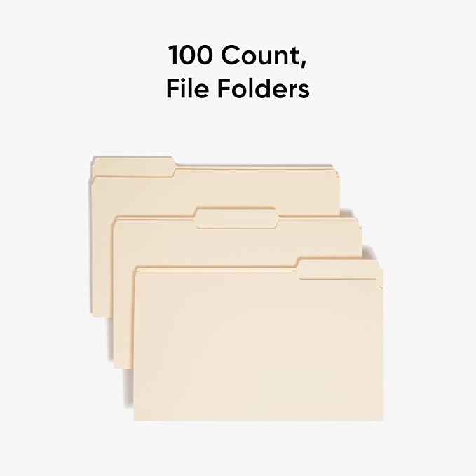 Smead File Folder,1/3-Cut Tab,Assorted Positions,Legal Size,Manila,100 per Box (15330),(Pack of 5)