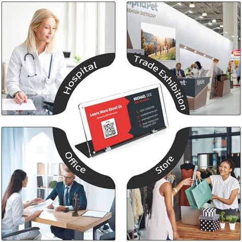 NIUBEE Acrylic QR Code Sign Stand, Clear Magnetic Holder for Booth Display