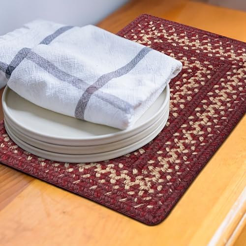 Homespice Autumn Maple Jute Braided Table Mats, Rect 10x15 Set of 4