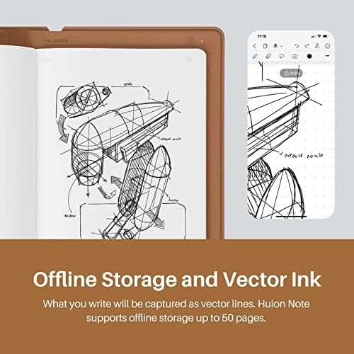 HUION Note Digital Notebook with Real-Time & Offline Sync, Battery-Free Pen