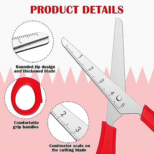 Honoson 150 Pack Student Scissors Bulk with Ruler Blade,5 Colors