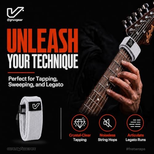 Gruv Gear Fret Wrap & Guitar Mute, Fretwrap for Acoustic, Electric & Bass | String Dampener Recording, Tapping & Practice Accessory (1 Pack, Small Off-White, Fits 4 String Bass, 6 String Guitar)