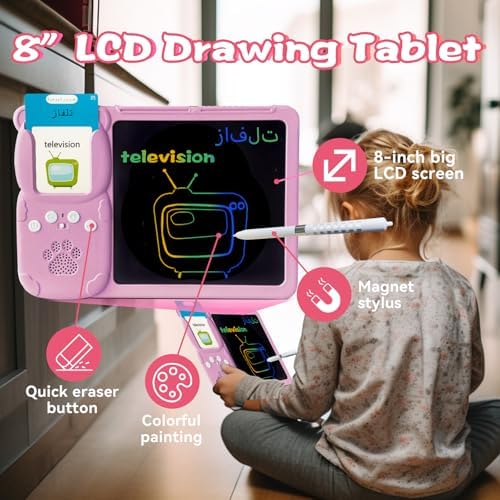 Talking Flash Cards with Writing Tablet - Arabic English, Pink