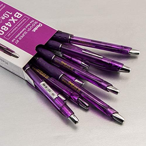 Pentel RSVP Super RT Ballpoint Pen, (1.0mm) Medium Line, Violet Ink, Box of 12 (BX480-V)