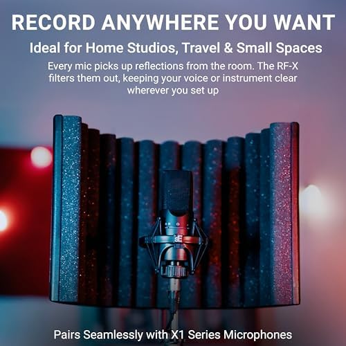 sE Electronics RF-X Reflexion Filter - Portable Microphone Isolation Shield for Recording Music, Podcasts & Voice-Overs - Four-Layer Acoustic Sound Shield for Home Recording Studio Equipment (Black)