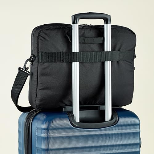Amazon Basics Laptop Carrying Case with Shoulder Strap, 17.3 in, Black, Travel Business Briefcase, 10-Pack