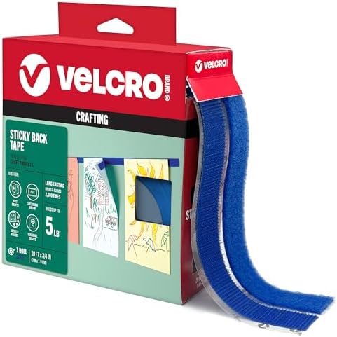 VELCRO Brand Colors Sticky Back Tape, Blue, 10ft Roll, Adhesive