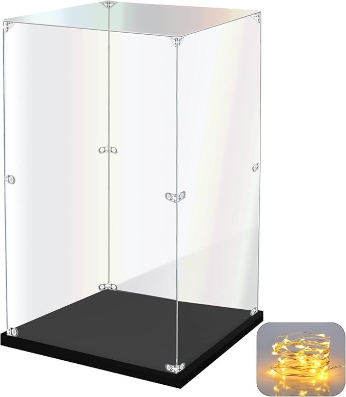 KOLIPI Acrylic Display Case for Collectibles Assemble Clear Acrylic Display Box for Lego Alternative Glass Case for Showcasing Figures Doll Toys Home Storage(8x8x14 inch, 20x20x35 cm) | Plexiglass Box for Lego Figures Dolls Models, Dustproof Protection...