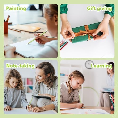 36 PCS Macaron Green Colored Pencils with Eraser Pre Sharpened Pencil 2 HB - Ideal for Checking, Grading, Tests & Office/School Supplies (cutegreen)
