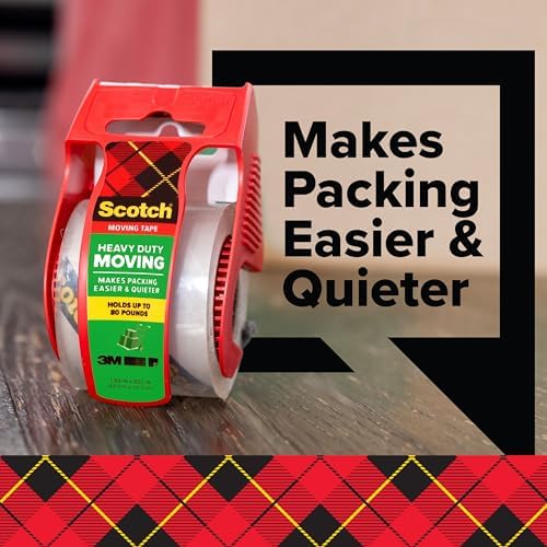 Scotch Heavy Duty Moving Packing Tape, Clear, 1.88 in. x 22.2 yd.