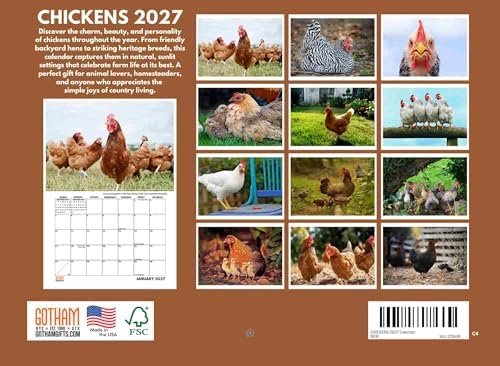 Chicken Calendar 2027 Monthly Wall Calender 12 Month