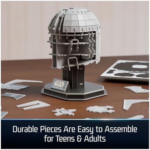 4D Build, Star Wars Mandalorian Helmet 3D Model Kit, Star Wars Collectibles & Desk Decor, Adult Puzzle, Building Toys, 3D Puzzles for Adults & Teens, 88 Pieces, Gift Ideas for Ages 12 & Up