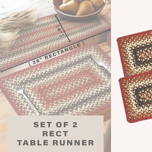 Homespice Chester Braided Table Runner for Cabin Decor, Rect 8x28 Set of 2
