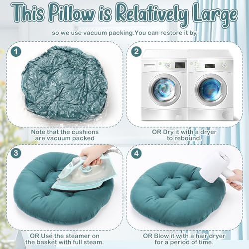 Fumete 12 Pcs Round Floor Pillows Cushions Seating 16 x 16 Inches Floor Round Cushions for Kids Toddlers Flexible Reading Chair Pillows for Classroom Home School Playing Supplies(Peacock Blue)