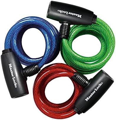 Master Lock Bike Lock Cables with Key, Blue, Green, and Red 3-Pack of Keyed-Alike Bicycle Cable Locks, 6 ft. Long, 8127TRI