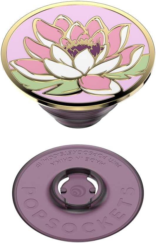 PopSockets Adhesive Phone Grip, Holder- Water Lily | Secure Comfortable Hold, Anti-Drop, Kickstand, Enamel, Designs, Flower, Floral