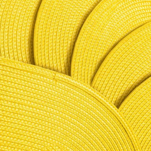 AHHFSMEI Placemats Set of 6 for Dining Table Washable Woven Non-Slip 18x12 inches Placemat Heat-Resistant Durable Table Mats for Dining Table Easy to Clean (Oval Yellow, 6)