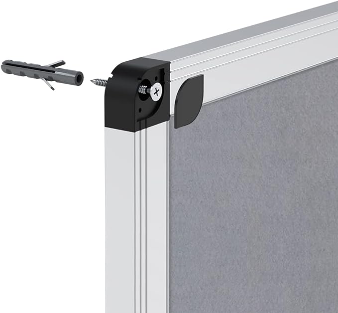 VIZ-PRO Notice Board Felt Gray, 36 X 24 Inches, Silver Aluminium Frame