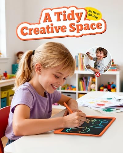 Bravokids 12 Inch LCD Writing Tablet for 3-8 Year Olds - Electronic Drawing Pad and Doodle Board as Educational Birthday Gifts for Girls and Boys (Orange)
