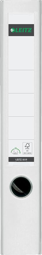 Leitz Quality Folder 180° Plastic, Pack of 20, the Original, DIN A4 Lever Arch File 5.2 cm, Slim, Plastic Folder with PP Laminated Cover, with 180° Mechanism, White, 10155001