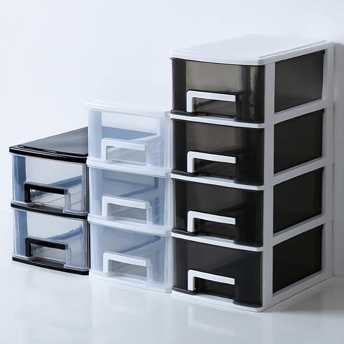 3-Layer Plastic Drawer Storage Box 11.81X9.44X6.69 Inch Portable Desktop Organizer Cabinet for Office Study Sundries Holder