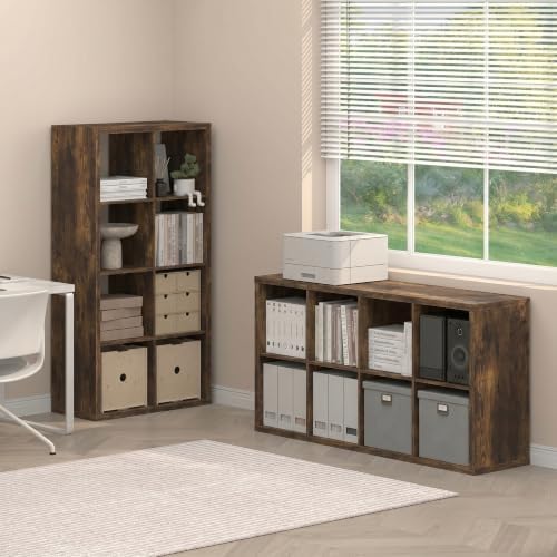 Furinno Cubicle Book Shelf Set of 2, 8-Cube Bookshelf, Amber Pine