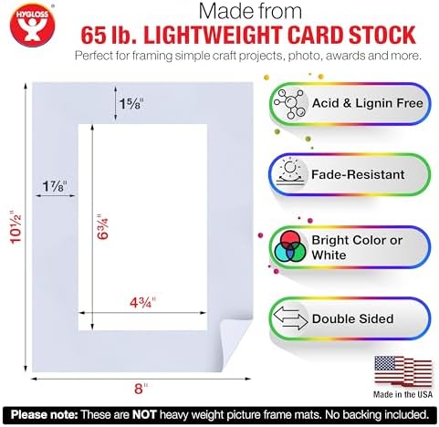 Hygloss 48 Pack Paper Picture Frames, White cardstock Photo Frame 8x10.5-Inch, Papers Frames to Decorate for Wedding Birthday DIY Classroom Crafts and Decorations