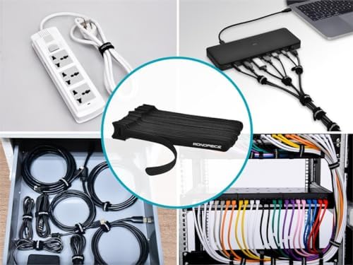 Monoprice Hook & Loop Fastening Cable Ties 6inch, 100pcs/Pack - Black