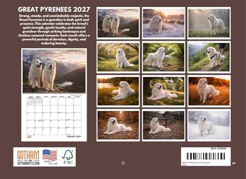 Great Pyrenees Calendar 2027 Monthly Wall Calender 12 Month