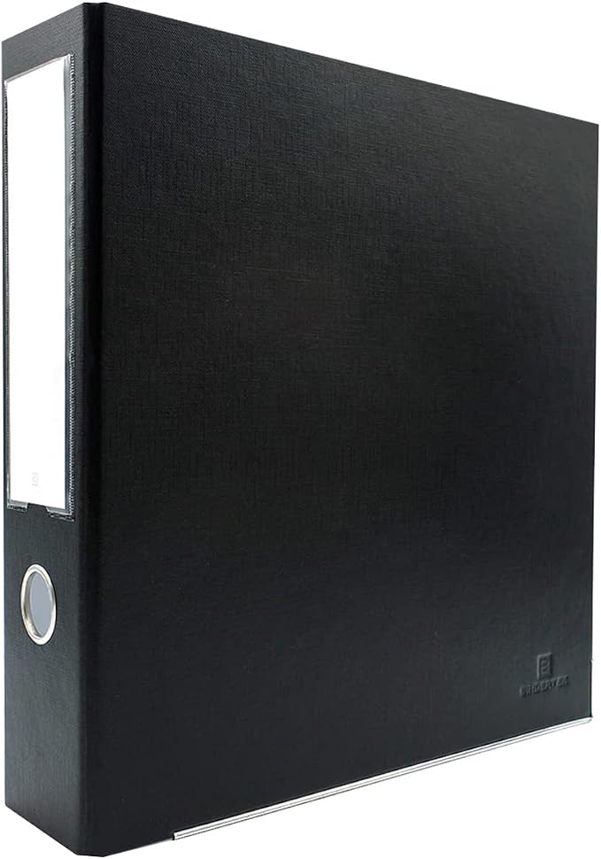 3-Ring Premium Round-Ring Binder - Black, 3" Spine, by Bindertek | 450 Sheet Capacity, 2" Round Rings, Linen-Textured Covers, Steel Reinforced Edges, Spine Label Included
