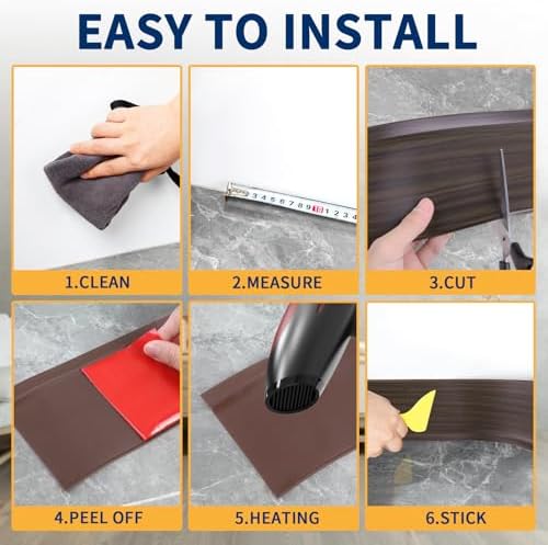 Vinyl Baseboard Molding Trim 4 Inch Peel and Stick Cove Base
