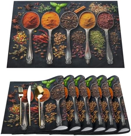 Placemats Set of 6 Washable Linen Place Mats Cloth Table Mats 12x18 Inch
