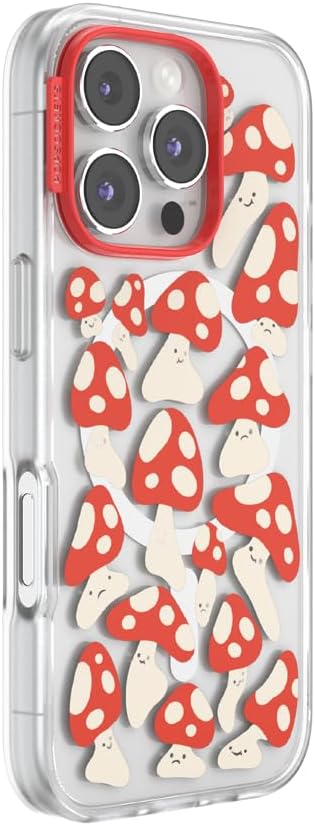 PopSockets iPhone 16 Pro Case Compatible with MagSafe, Phone Case for iPhone 16 Pro, Wireless Charging Compatible, Case Only - Red Shrooms