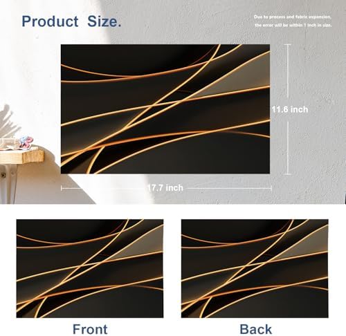 Batmerry Glowing Mocha Mousse Neon Lines Network Minimalism Linen Placemats Set of 4, Black Washable Table Mats for Kitchen Table Thickened Heat Insulation Dining Set Indoor Outdoor 12X18 in