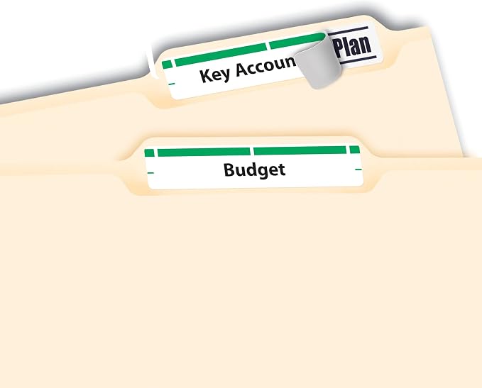 Avery Green File Folder Labels for Laser and Inkjet Printers with TrueBlock Technology, 2/3 inches x 3-7/16 inches, Box of 1500 (5866)