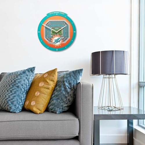 YouTheFan NFL Miami Dolphins StadiumView 3D Wall Clock